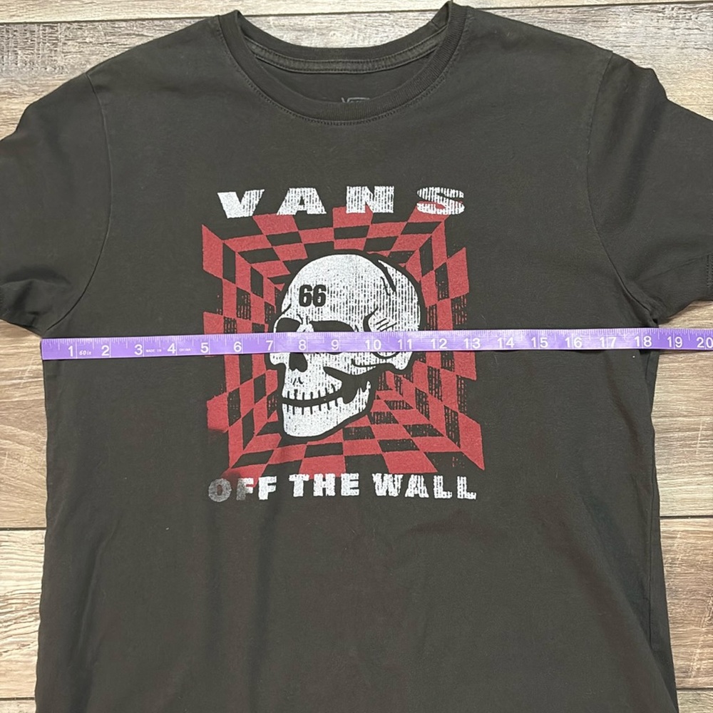 EUC Women’s Vans Off The Wall Black Checkered Skull T Shirt Small - Picture 6 of 9